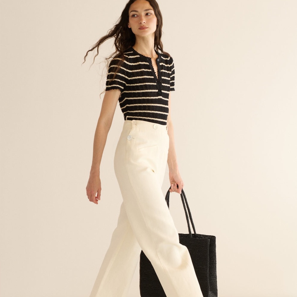 Doen Brandie Top in Noir Allaire Stripe